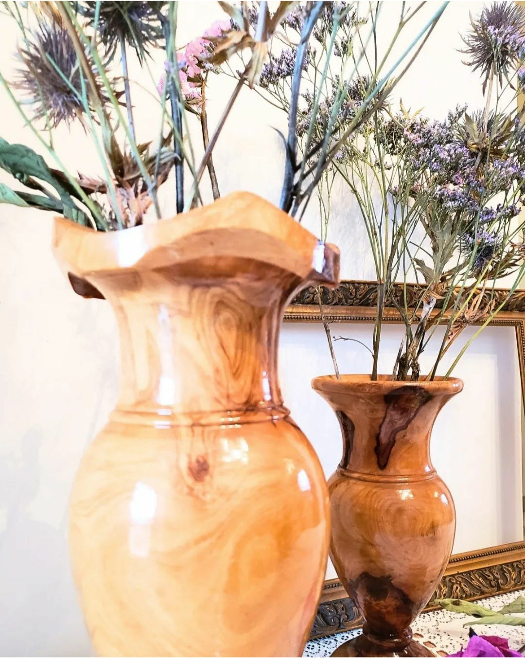 BROCANTE Lot 2 vases anciens bois N°30